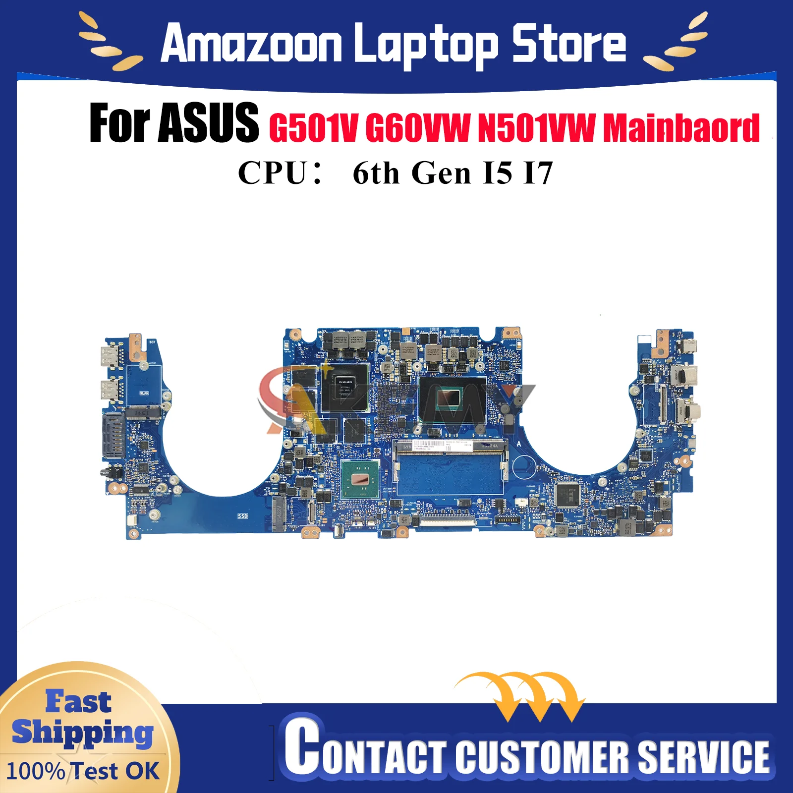 

N501VW Материнская плата для ноутбука ASUS ROG G501V N501V N501VW Материнская плата для ноутбука с процессором I5 I7 100% тестирование ОК быстрая доставка stk