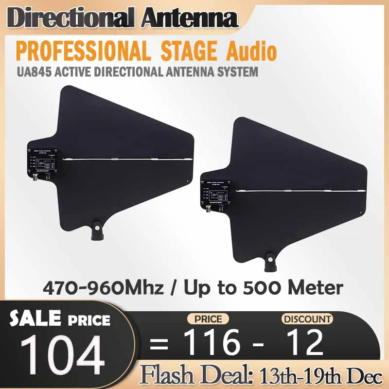 LCZ Audio Wireless Receiver W/ Active Directional Antenna UA874 UHF Antenna  Integrated Amp (470-950MHz) for wireless mic