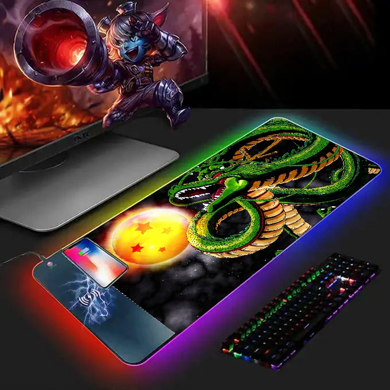 

15W Wireless Charger Mouse pad Gamer Dragon Backlight Charging Mouse Pad Anime Mause Rgb Pads Mats Table Non-slip Mice Keyboards