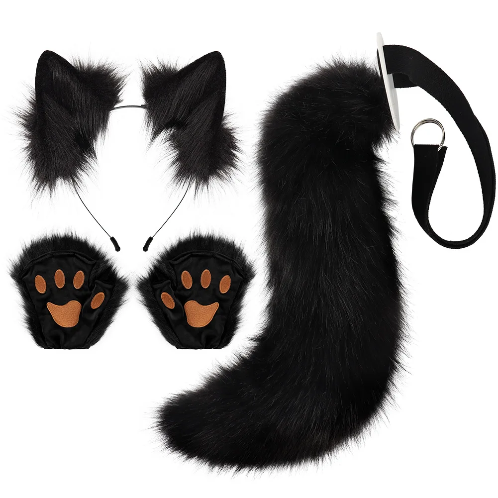 

Fox Ears Headband Beast Tail Halloween Set Beast Claw Simulation Plush Beast Ear cos Accessories