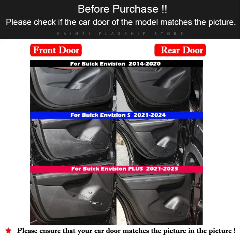 For Buick Envision S/PLUS 2014-2024 2025 Car Door Anti Kick Pad Leather Sticker Glove Box Film Anti-dirty Protective Accessories view 2