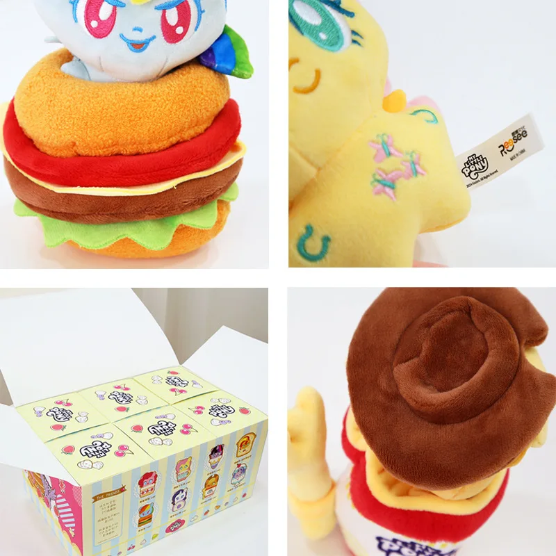 MINISO Kawaii New My Little Pony Food Party Series Scatola cieca Anime Peluche Bambola Giocattoli Cartoon Peluche Ornamenti Regalo di compleanno per