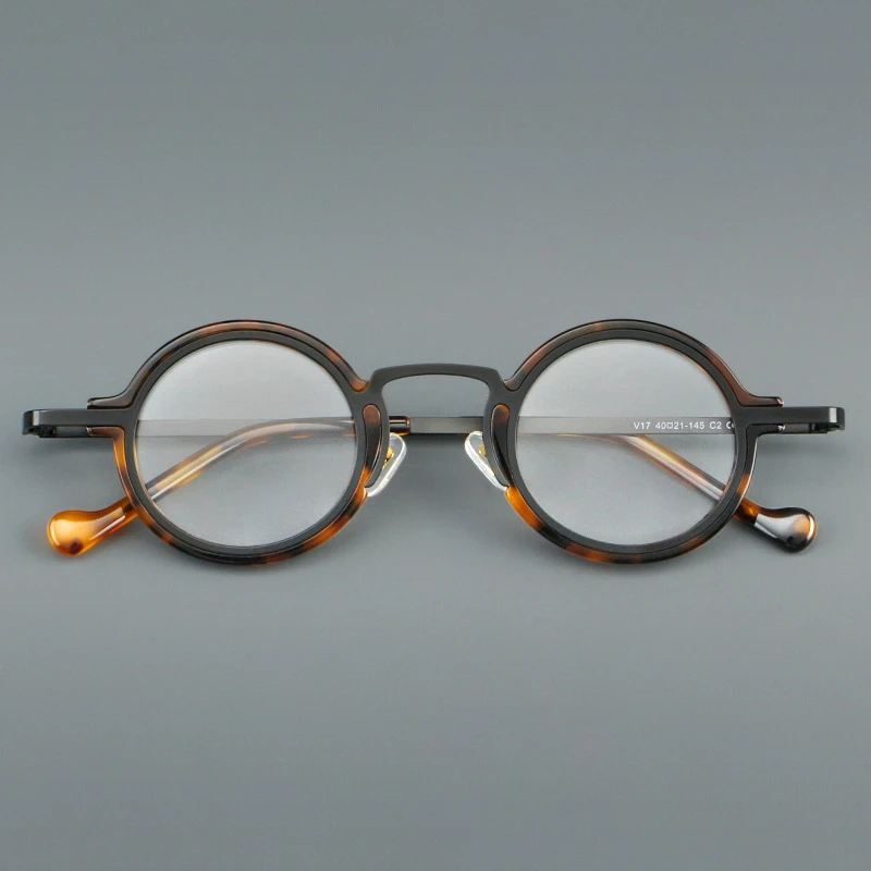 HONKAN Ultraleichter Acetat-Rahmen Metall-Brillengestell Retro Runde Lesebrille für Herren und Damen Hochwertiger Optischer Brillenrahmen – Detail 8