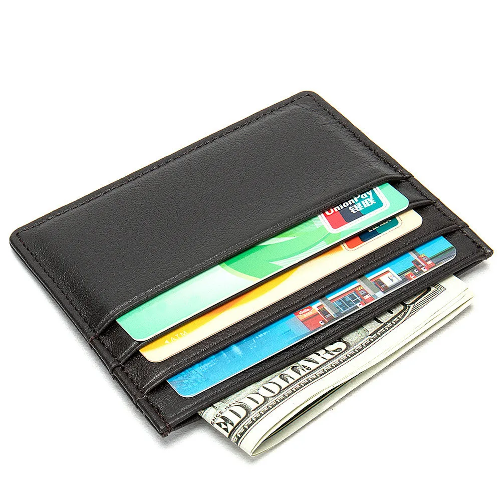 

Men's Card Wallet Genuine Short Leather Retro Multi-card ID Credit Business Card Holder Money Minimalist Coin Purses Money Bags