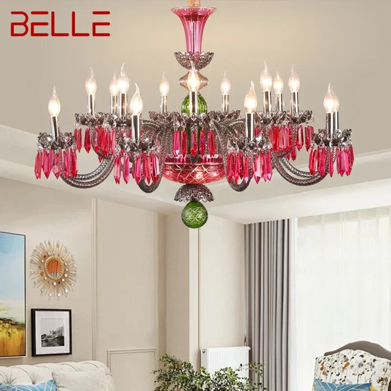 BELLE-Lampe suspendue en cristal de style français, lustre de luxe, salon, restaurant, chambre à coucher, chambre de fille, villa, salon de beauté, document