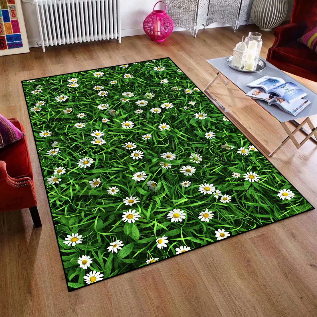 3D Green Plant Pattern Carpet Living Room Decor 3D Room Rugs Entrance Door Mat Children Bedroom Non-slip Floor Carpets Washable