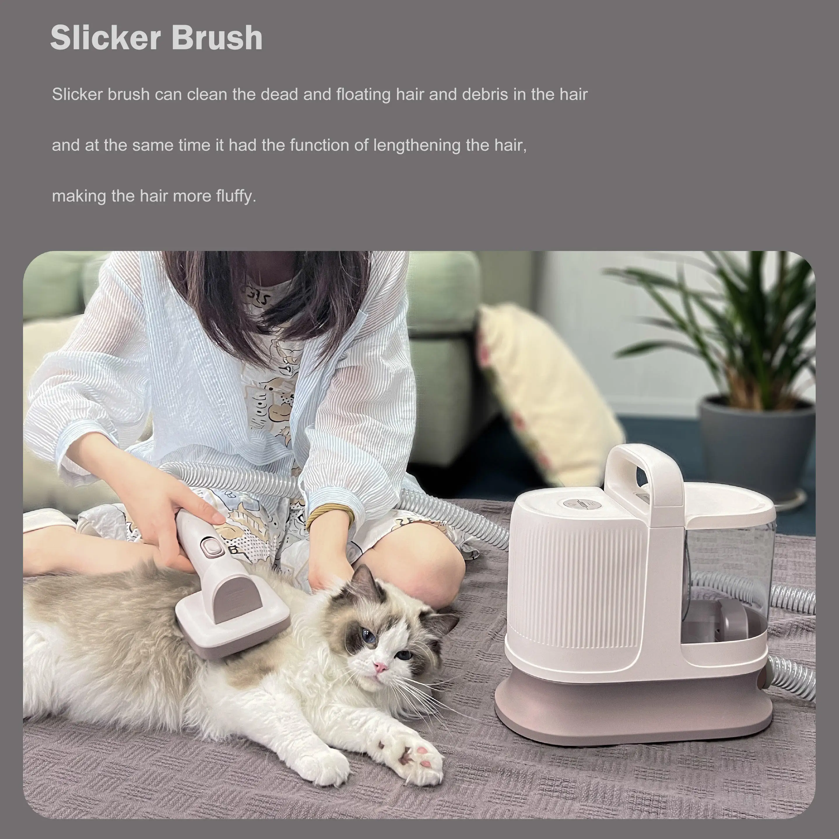 Electric Slicker Deshedding Cleaning Hair Fur Grooming Brush Kit for Dog And Cat Pet Vacuum Cleaner