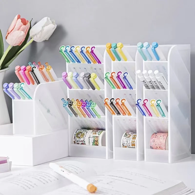 Creative Multifunctional 4 Grid Desktop Organizer Pen Holder Makeup Storage Box School Office Accessories Stationery