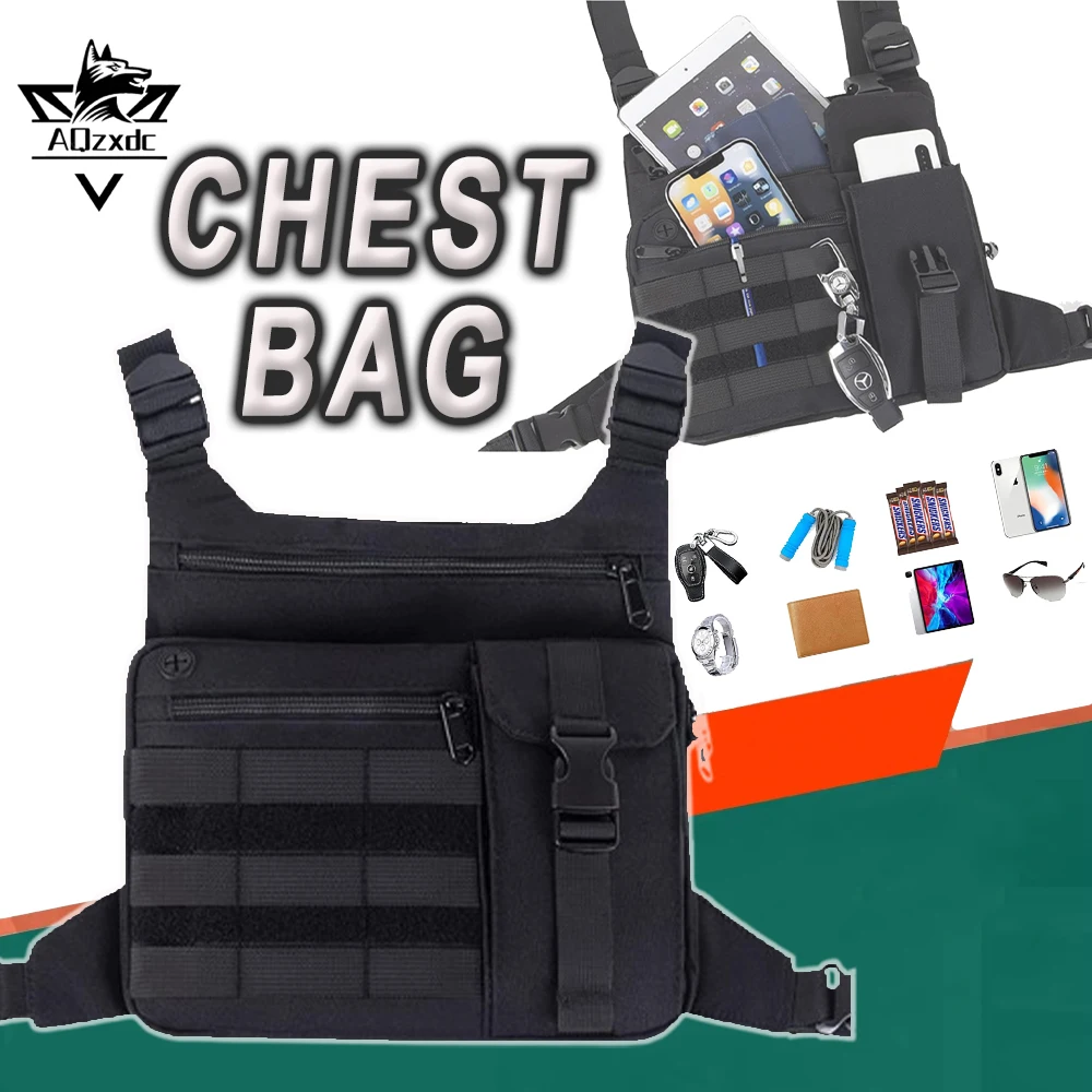 

Tactical Chest Pack Bag Large Capacity Sports Lightweight Water Resistant EDC Vest Pack Outdoor Running Hiking Cycling Equipment