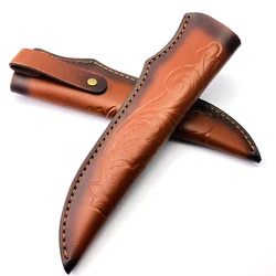 Cow Leather Cowhide Outdoor Portable Straight Knife Sheath Scabbard Fixed Blade Cover Holders Pants Storage Bag