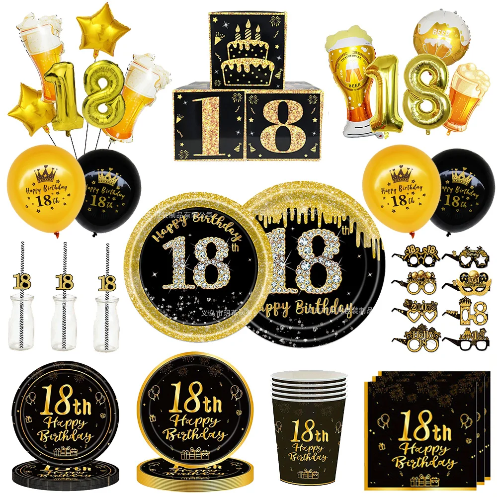 18. urodziny w stylu black gold – idealne jednorazowe przybory stołowe do imprezy