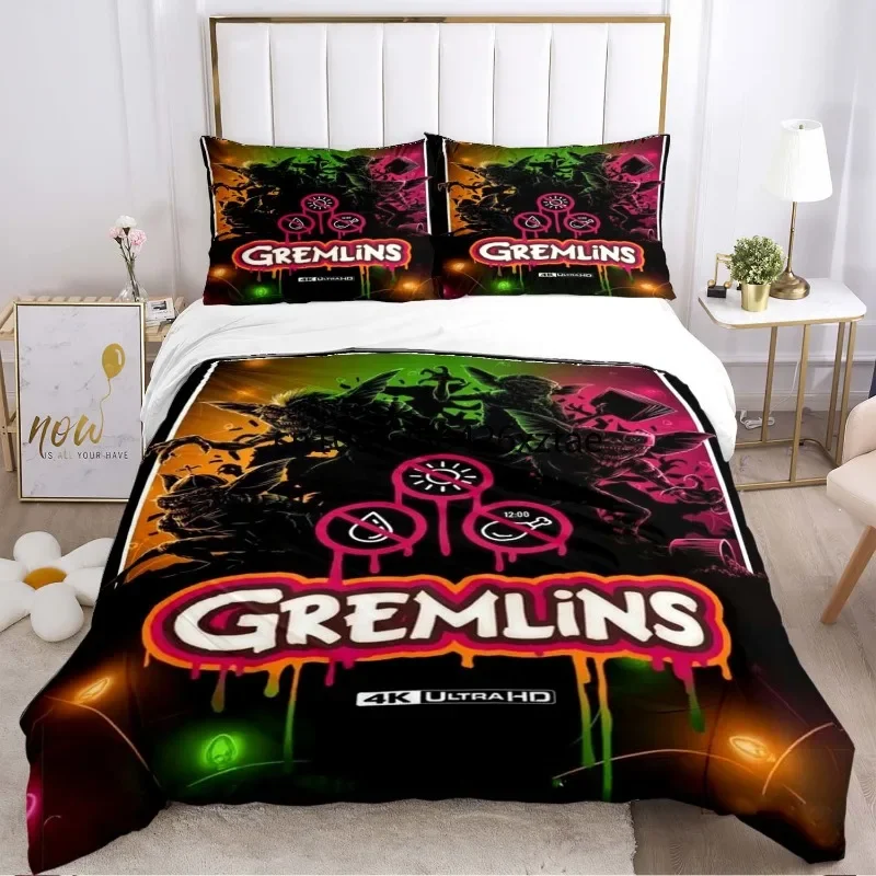 GG-Gremlins Logo Cartoon Couette 220x240 Duvet Cover Sets Printed Bedding Set Double Queen King Size,Bettbezug