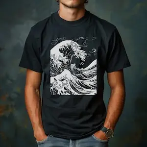 The Great Wave off Kanagawa Shirt,Hokusai T-Shirt,Black and White T-Shirt, Aesthetic T-Shirt, Japanese Shirt, Aesthetic Clothing