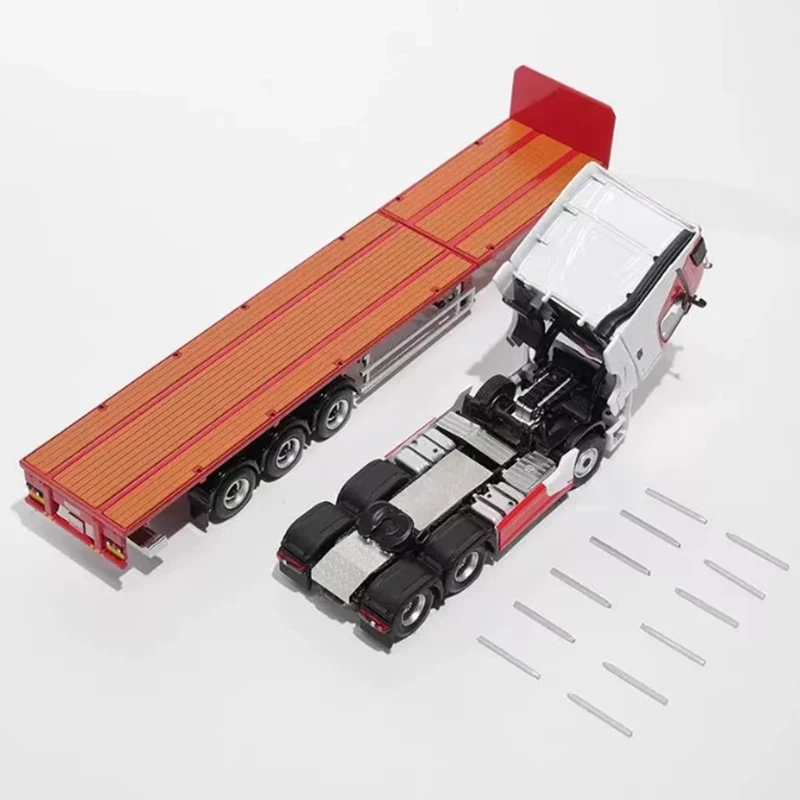 GCD 1:64 3-Axle Actros Gigaspace 6x2 Sattelzugmaschine و مقطورة قابلة للتطوير سبيكة نماذج من الشاحنات هدايا العيد اللعب