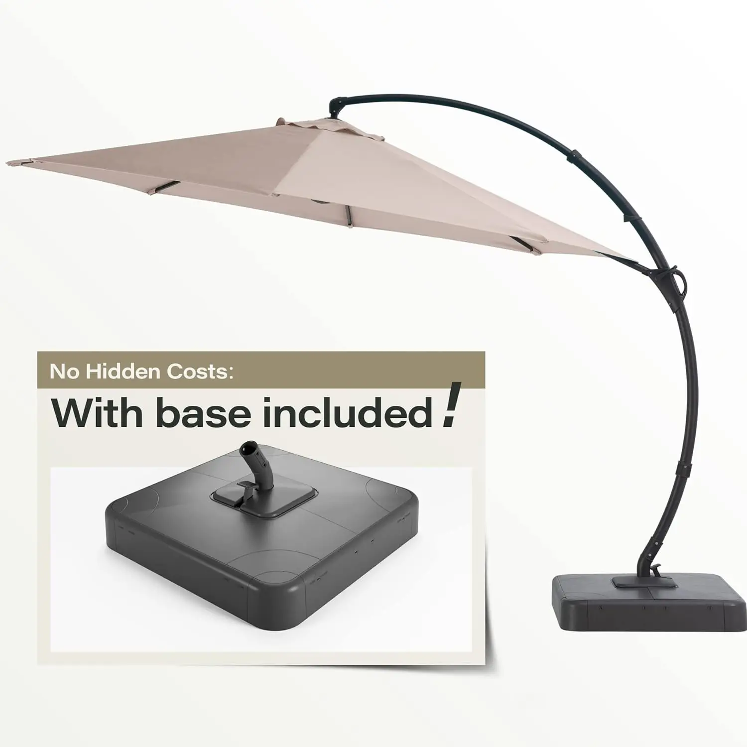 Outdoor Patio Umbrella With Base Included Deluxe Curvy Cantilever Umbrella For Market Pool Garden Mail Order Packing