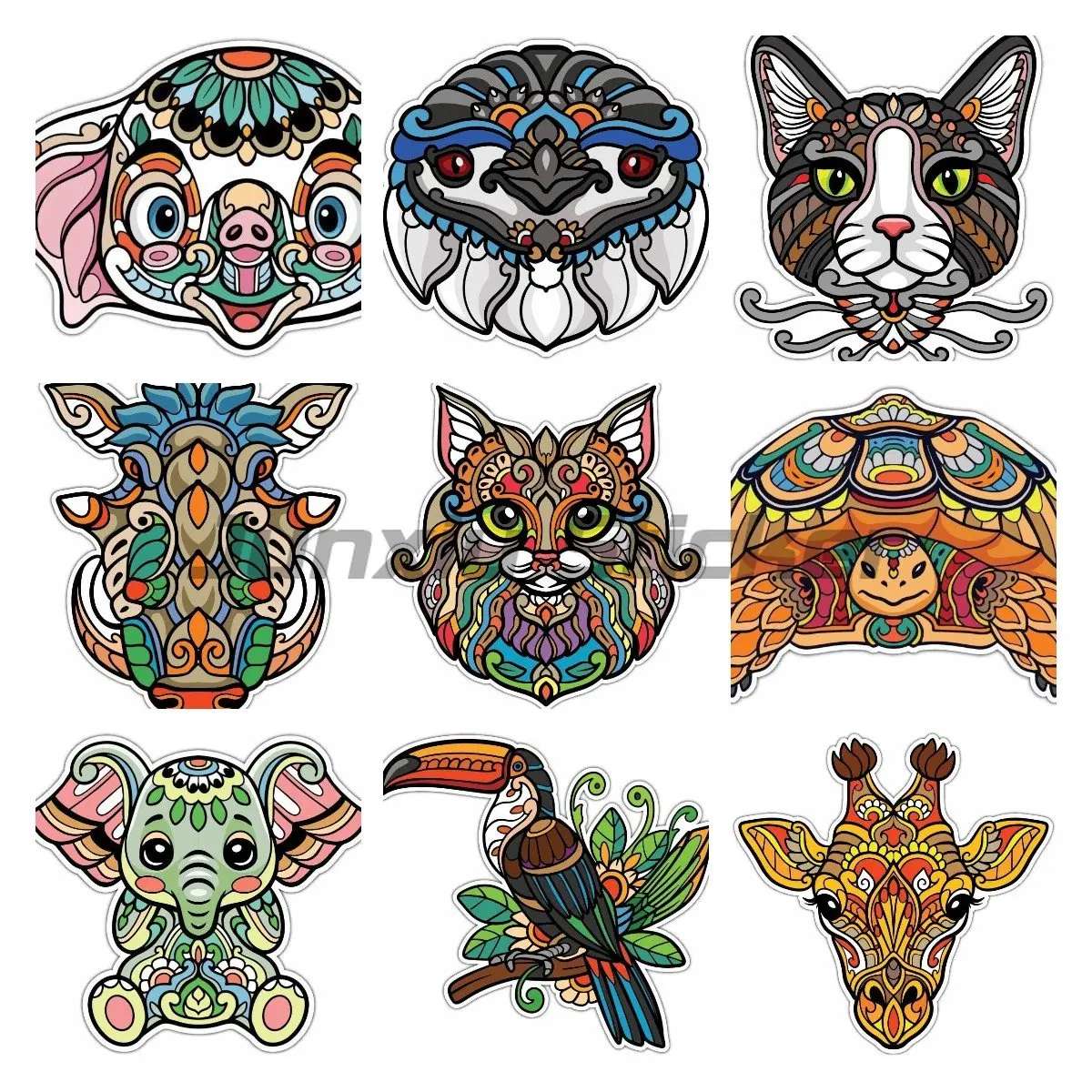 Elephant Tortoise Butterfly Pattern Mandala Car Decal Bumper Window Racing Laptop Helmet Boot Wall Vinyl Decal