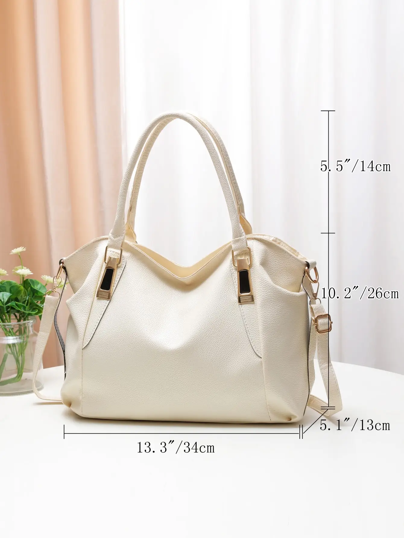 Casual and fashionable women's shoulder bag solid color soft large capacity handbag crossbody bag image 3
