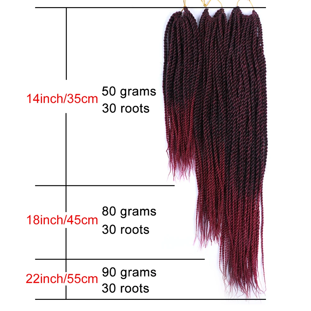 Mtmei-extensiones de cabello senegalés de ganchillo, trenzas trenzadas, 14, 18 y 22 pulgadas, Marrón degradado, Rubio, paquete de 30 hebras