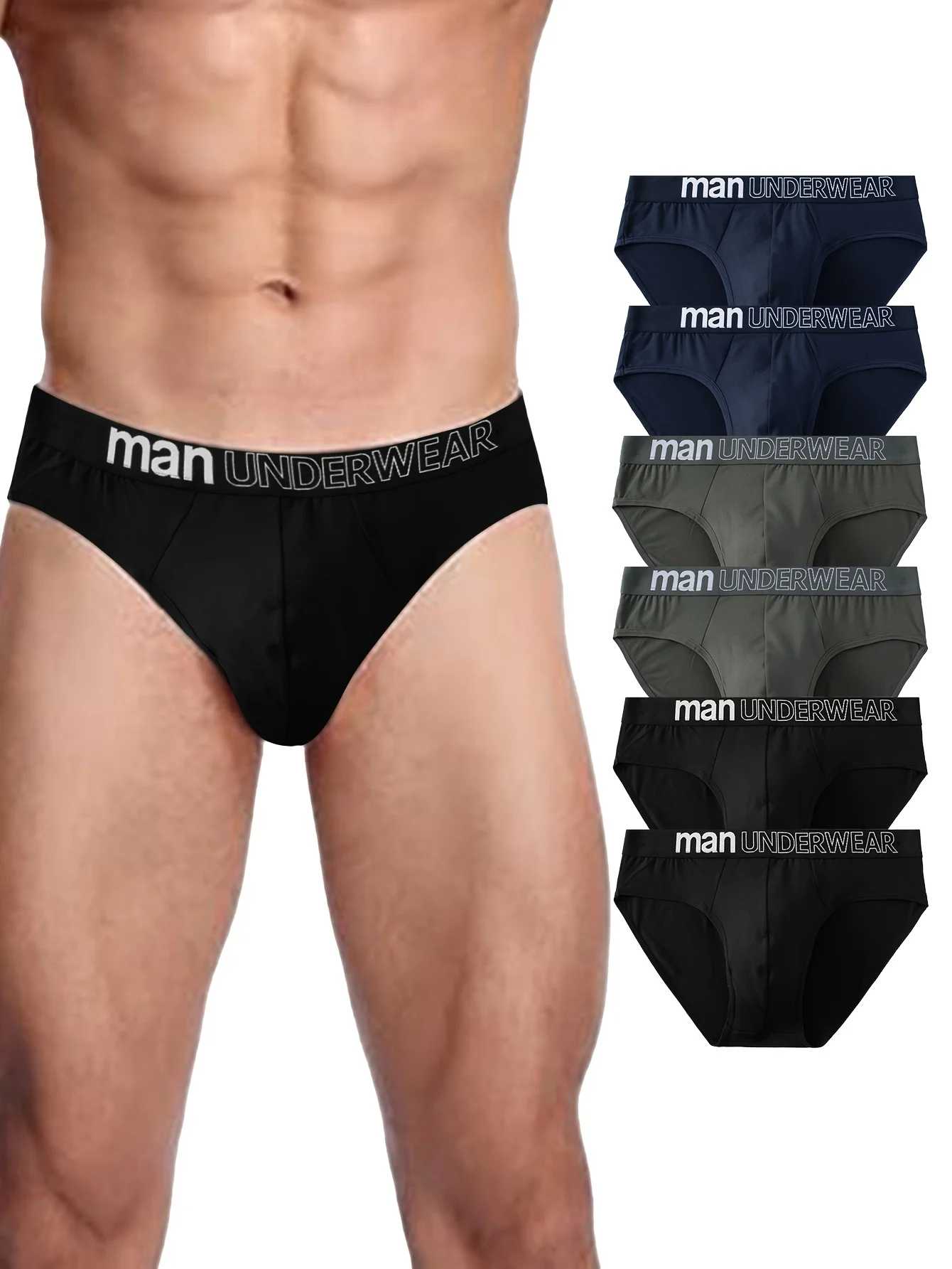 

7pcs Men's Underwear, Breathable & Stretchy Polyester Blend with Elastane