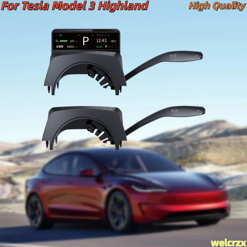 Suitable for Tesla Model 3/Y Highland, Gear Shifter 2.0 & LCD Dashboard Physical Steering Column Gear Shift Lever