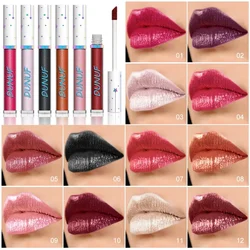 DUNUF Pearl Lipstick Long-lasting Moisturizing Easy color Waterproof Gloss Gold silver Black Flash Diamond lipstick
