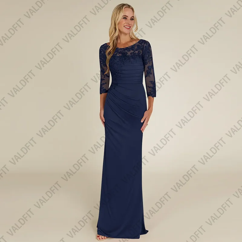 

Customized Long Navy Blue Mother of the Bride Dresses with 3/4 Sleeve vestidos de fiesta elegantes 2024 para boda