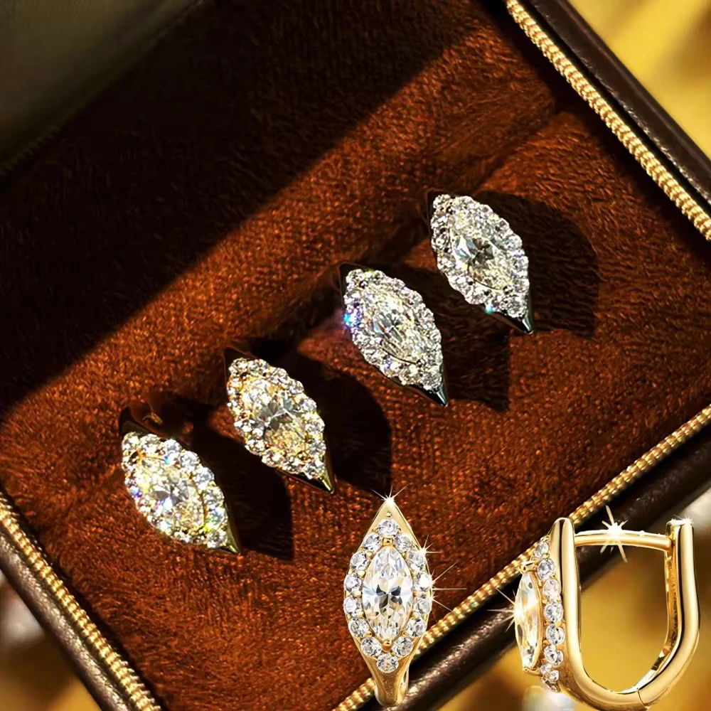 FCGJHW Halo Diamond Stud Earrings 100% S925 Silver High Carbon Zircon Hoop Ear Buckle for Women Wedding Gift Jewelry 2026 2