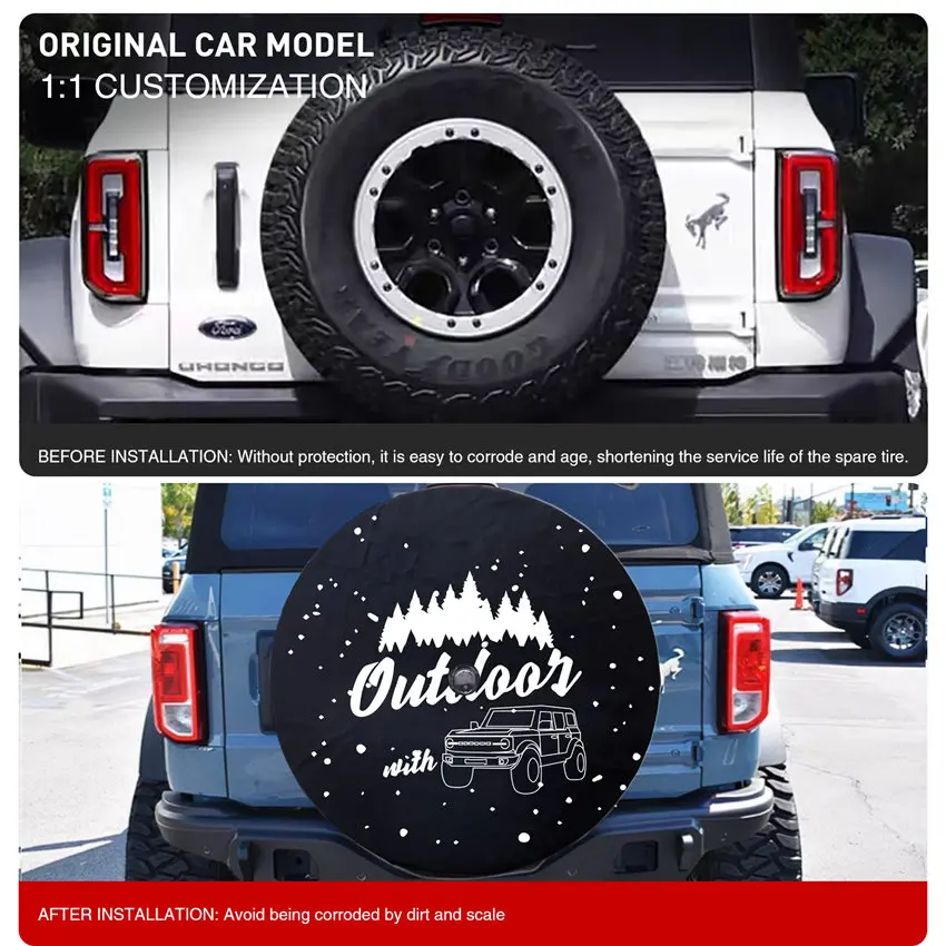 Compatible with Ford Bronco Spare Tire Cover Digitally Printed Custom Car Pattern Fits for Multiple Ford Bronco Car Accessories