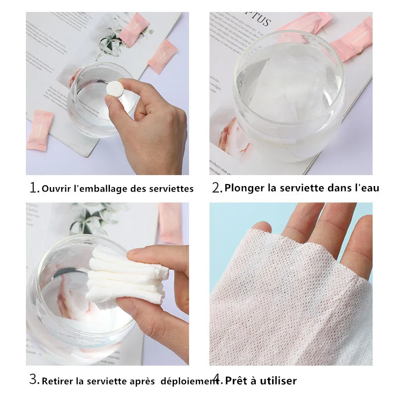 HOCompressed-Lingettes en papier non tissées portables pour voyage, serviettes en capsules de poulet, tablette magique de soins du visage, lingettes