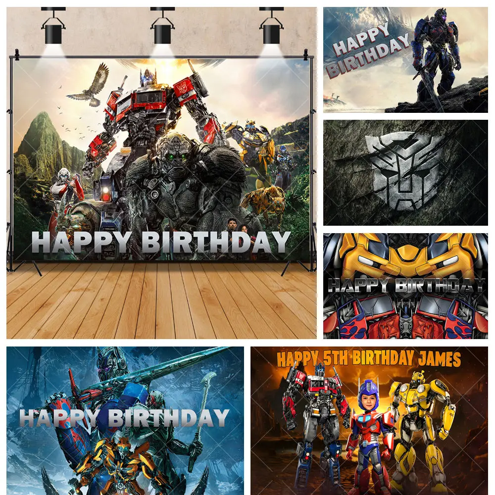 

Transformers Optimus Prime Bumblebee Cool Boy Kids Birthday Party Banner Backdrop Custom Kids Room Photo Poster Decor Background