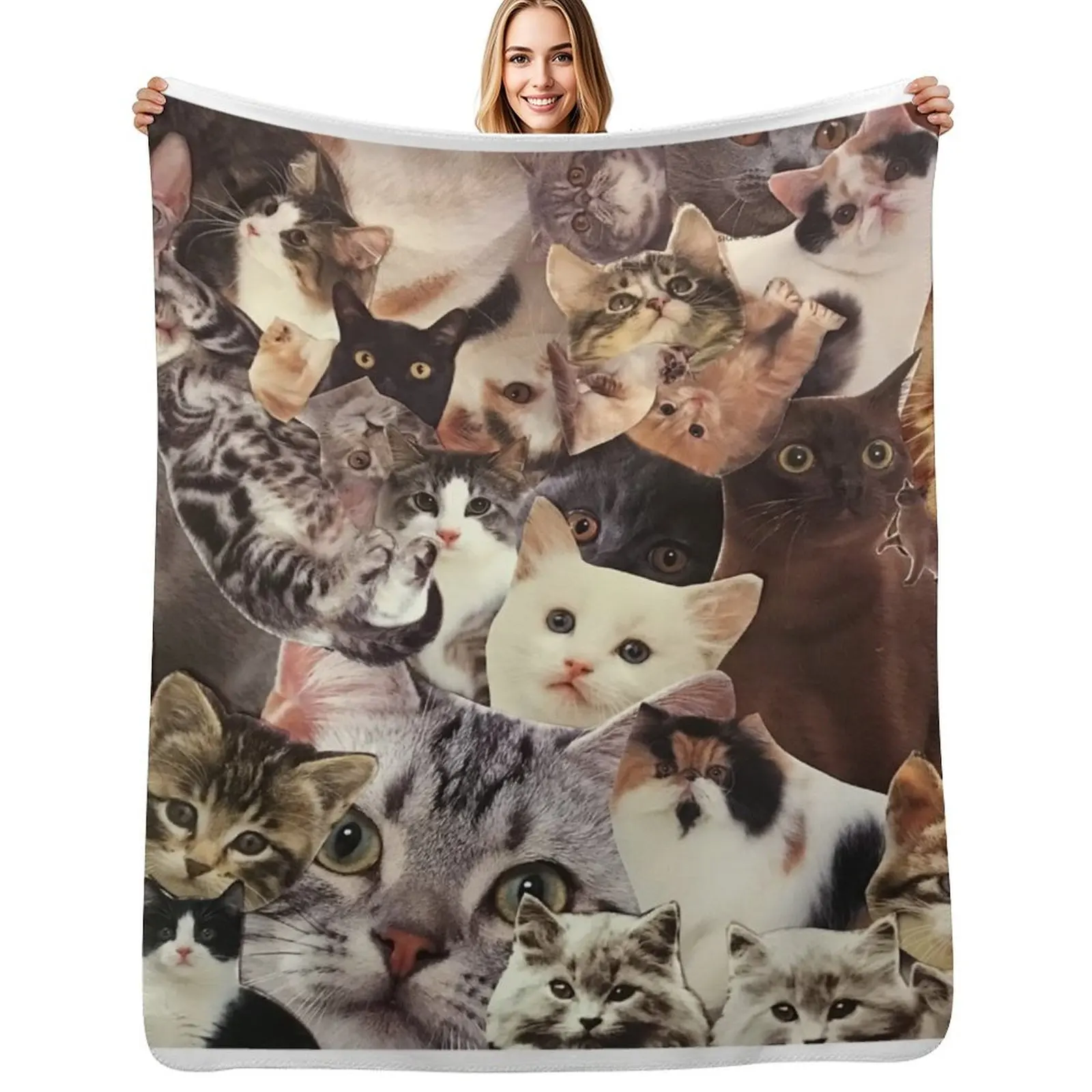 

Cat Collage Throw Blanket Blankets For Bed Summer Travel Custom Blankets