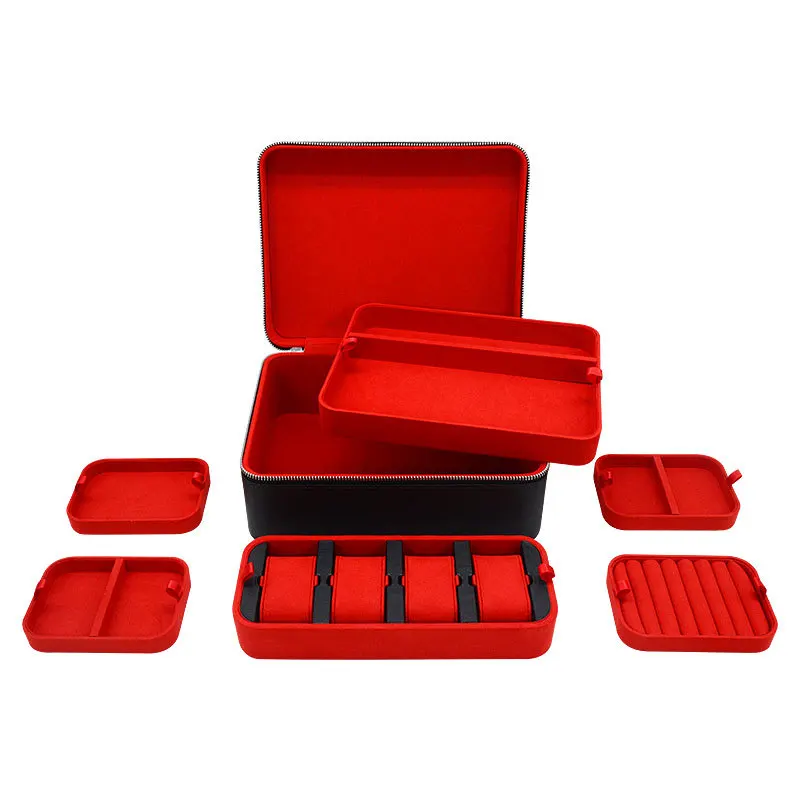 Lederen sieraden opbergdoos grote capaciteit ring ketting opbergdoos draagbare oorbel organisator container damesarmband geval