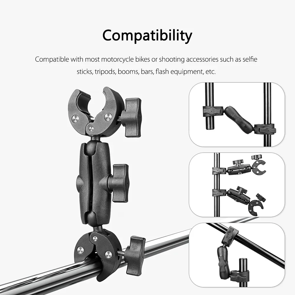 FF-H19 moto bici doppia Clip staffa per Insta360 X3 One X2 X GoPro Hero 11 10 9 8 DJI Osmo Action 3 2 fotocamere sportive