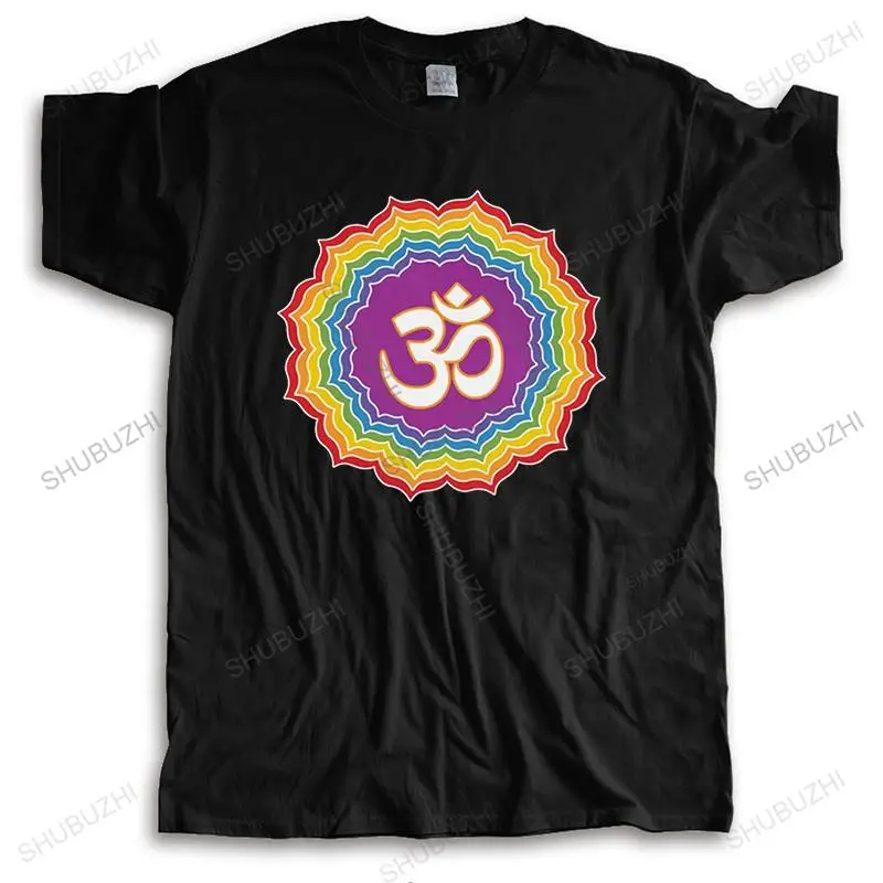 Seven Chakras Colors T Shirt Men Cotton Buddha Mandala T-shirt Flower Tee Tops Short Sleeved Flower Of Life Tshirt Clothing Gift