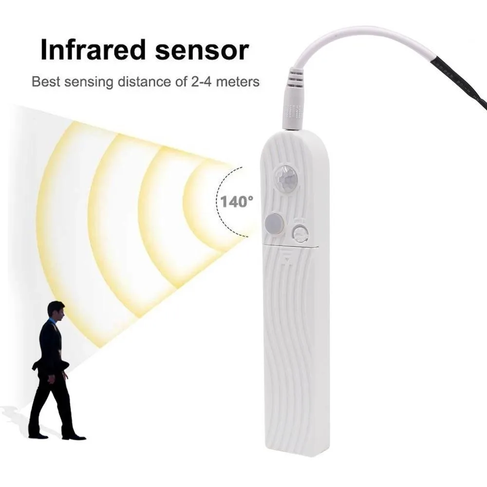 5V Pir LED Bewegungs sensor Schalter für Küche unter Schrank Treppen leiste Licht regler Ein/Aus Batterie kasten