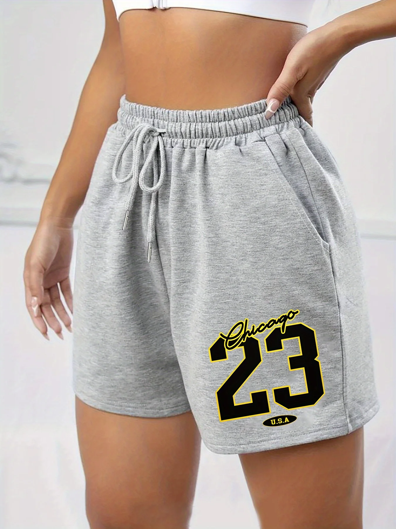 

Женские повседневные летние шорты с принтом "Chicago 23" для пляжа и активного отдыха, модные пляжные шорты