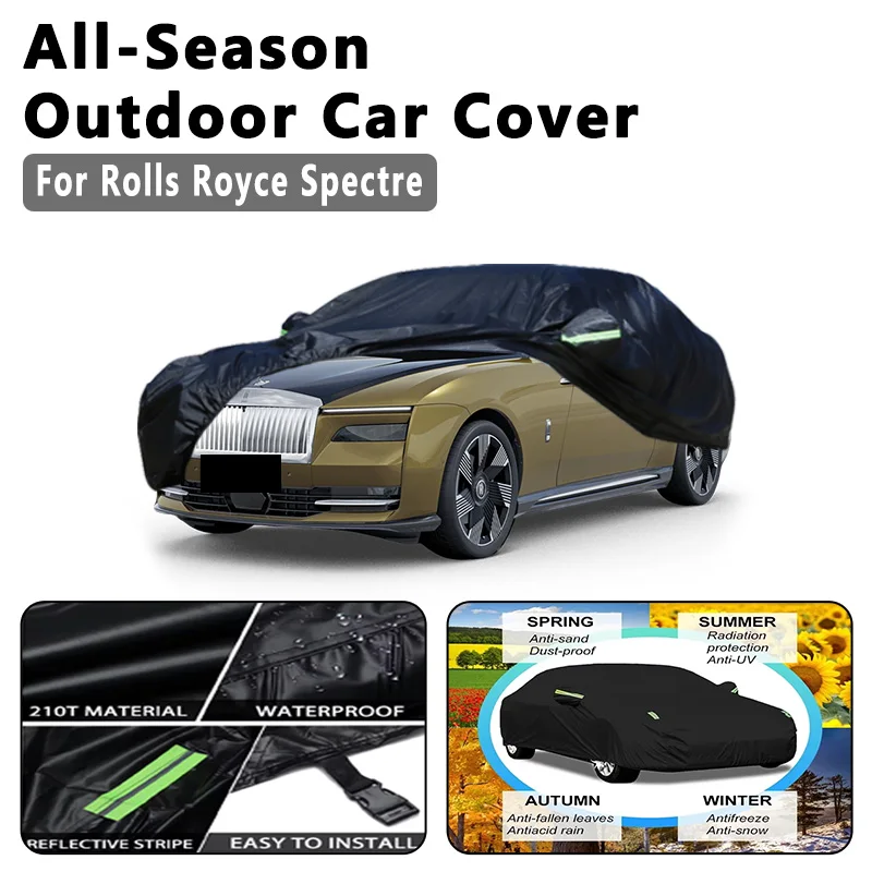 

Всесезонный автомобильный чехол для Rolls Royce Spectre-на открытом воздухе, полная защита, водонепроницаемый, пылезащитный, солнцезащитный, авто внешние аксессуары