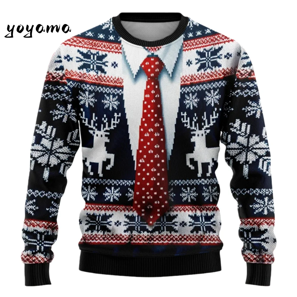 

Funny Christmas Faux Suit 3D Print Christmas Long Sleeve Hoodie Clothes Harajuku Cool Santa Claus Graphic O-Neck Mens Sweatshirt