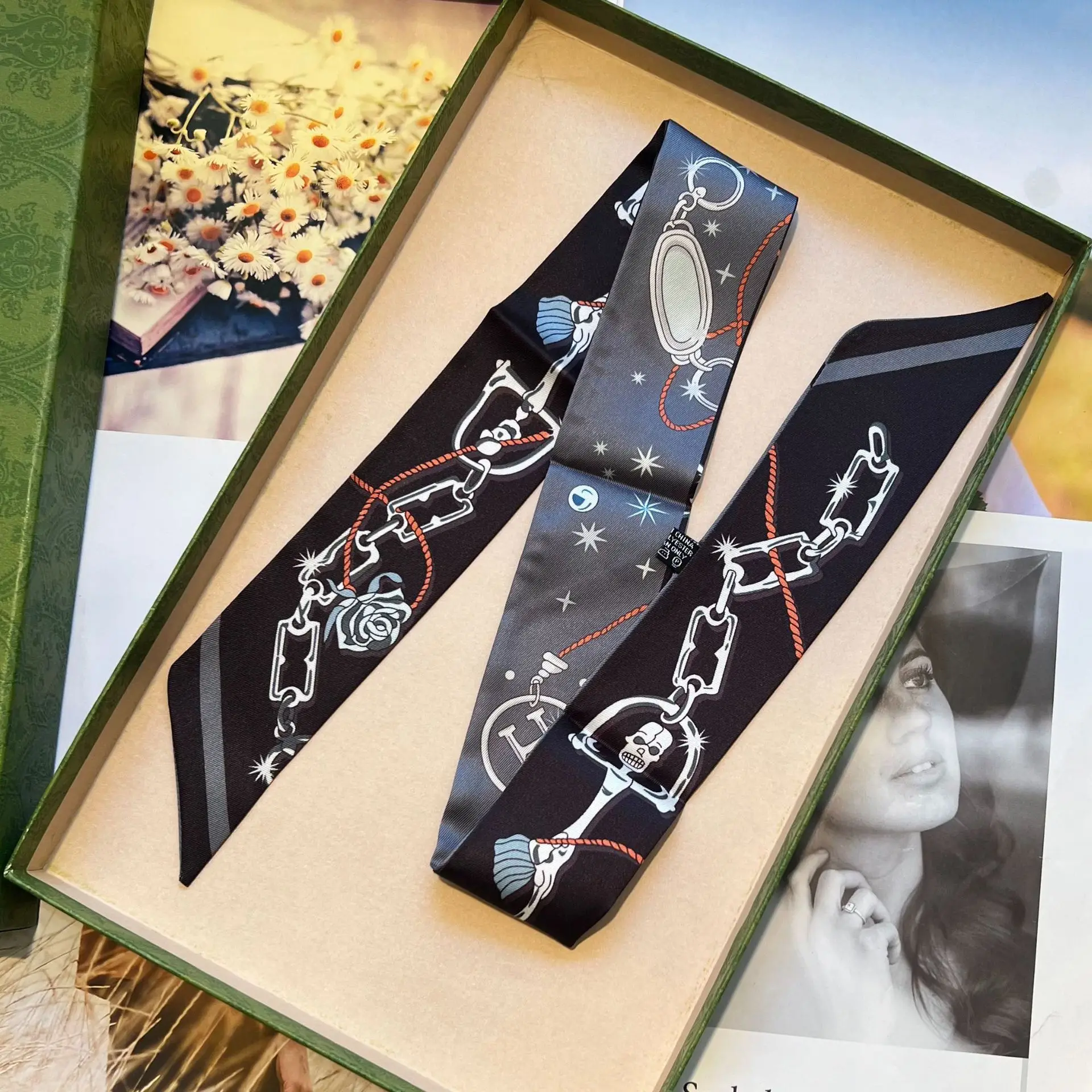 

New Versatile New Key Chain Lock Women Ribbon Bag Handbag Handle Silk Ribbon Scarf Package Band Hair Head Handle Ribbon Scarf