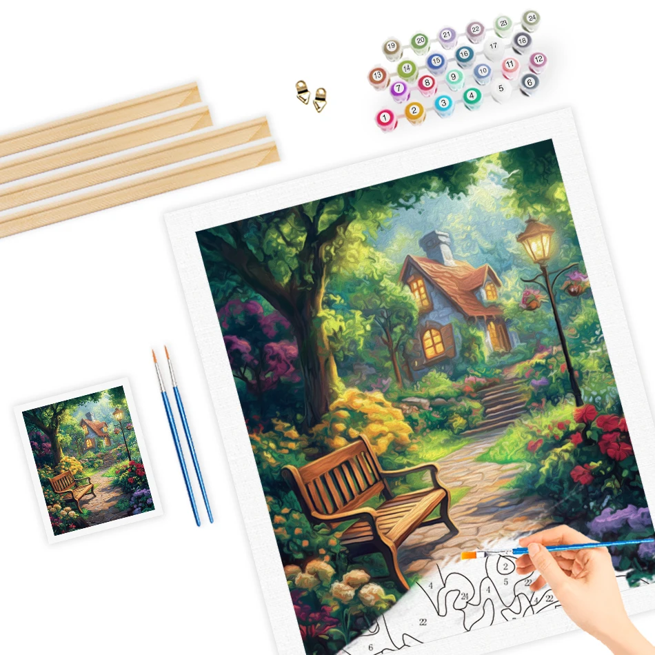 RUOPOTY الطلاء بالأرقام التلوين بالأرقام المناظر الطبيعية المناظر الطبيعية صورة الرسم الحرف الزخرفية الرقمية ديكور المنزل