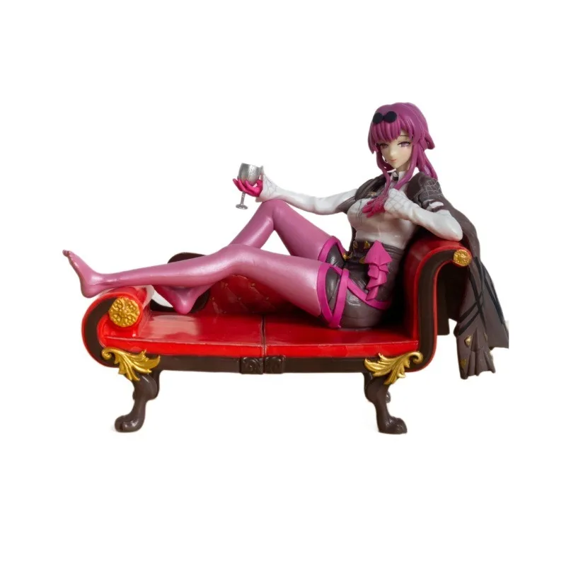 Jogo animação figura periférica honkai estrela ferroviário kafka sentado sofá sentado sexy beleza ornamentos modelo em caixa modelo feito à mão