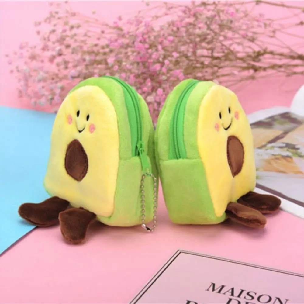 

School Bag Pendant Lipstick Bag Plush Bag Avocado Coin Purse Avocado Zipper Wallet Soft Taiyaki Coin Purse Plush Keychain Purse