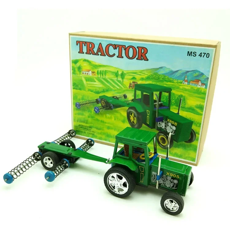 [Best] Adult Collection Retro Wind up toy Metal Tin The Tractors robot Mechanical toy Clockwork toy figures model kids gift