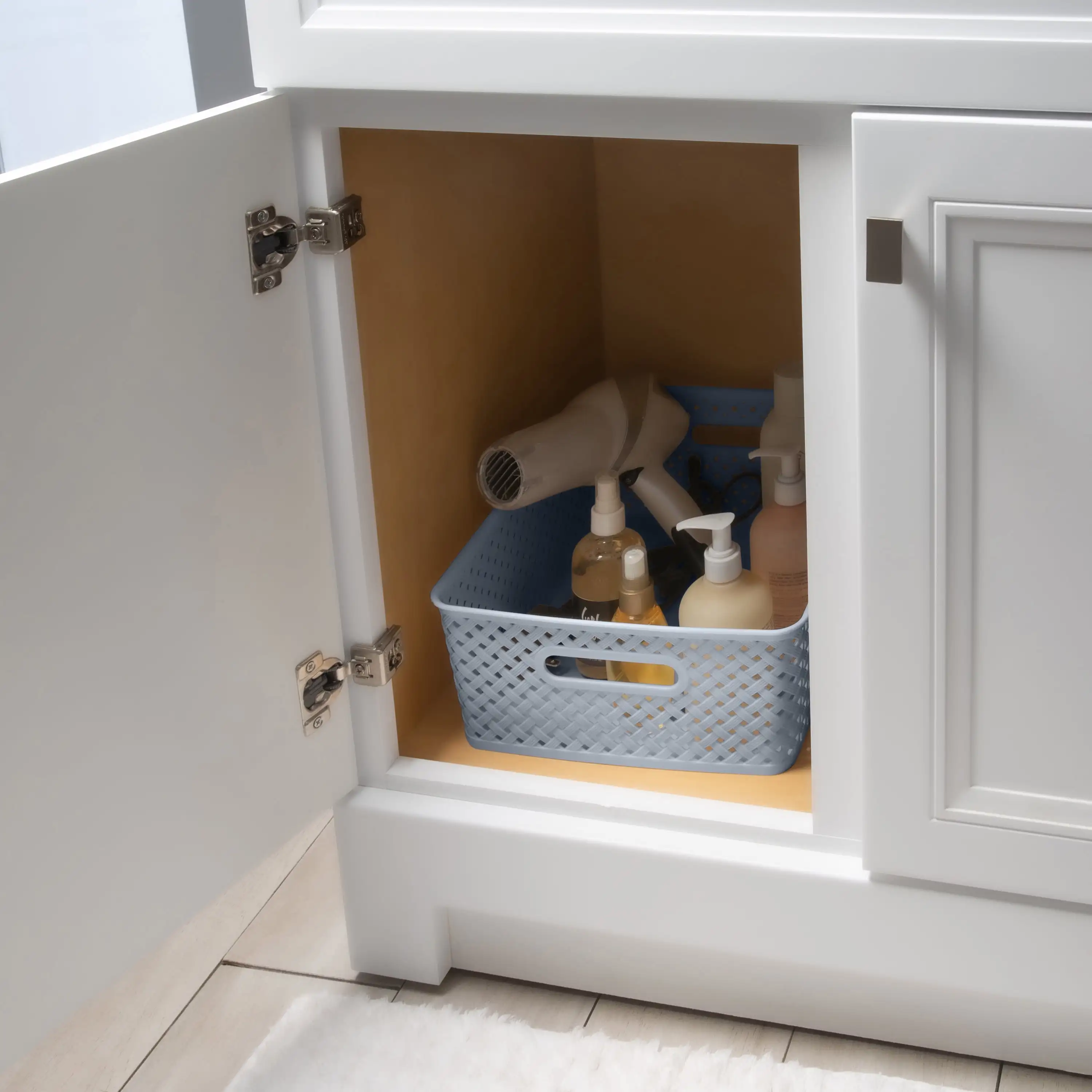 2 Pack Medium Resin Wicker Storage Bin in Grey