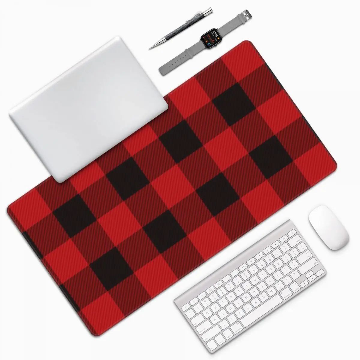 

Country Christmas Cottage Primitive Lumberjack Buffalo Plaid Large Mouse Pad Computer Keyboard Mouse Mat Gaming PC Laptop Desk