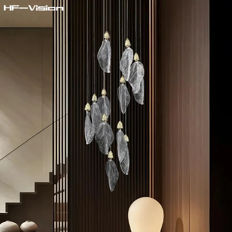 

Modern creative clear Leaf Acrylic LED Chandelier,Lighting Dining Room Living Room Decoration Hanging Minimalist Hanging Lamp