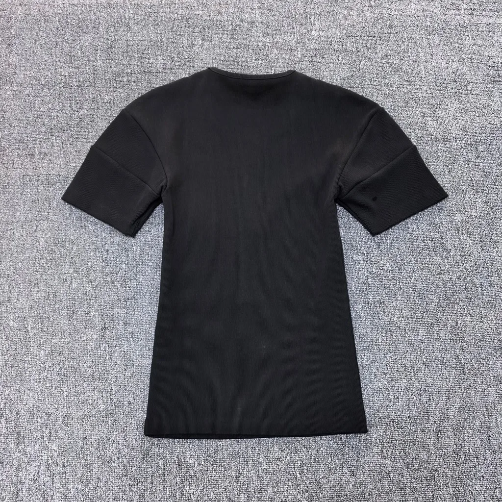 

Slim-Fit Ribbed Knit Sweater For Women, New Spring/Summer 2026 Style, Simple And Casual Short-Sleeved Top.