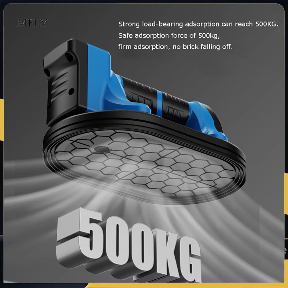 Electric Vacuum Lifter Suction Cup - 500KG Heavy Duty for Rough Surfaces, Tiles, Glass, Slabs (10 inch)