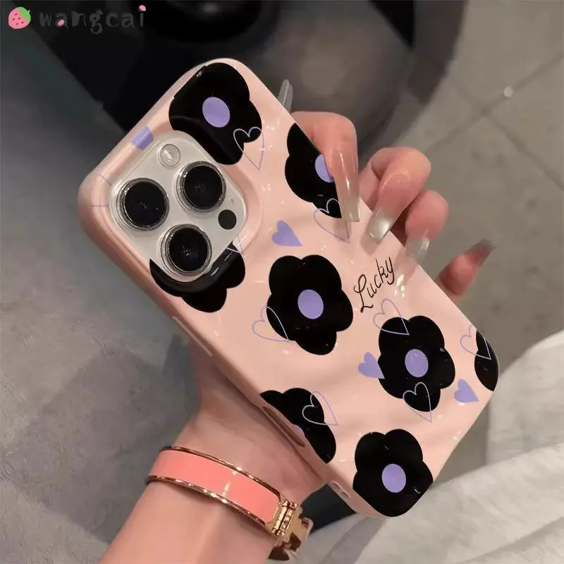 Black Flowers Meteorite Phone Case For Samsung Galaxy A06 A05 A05S M05 F05 A04 A04E M04 F04 A03 Core A03S M01S M20S M10S Cover