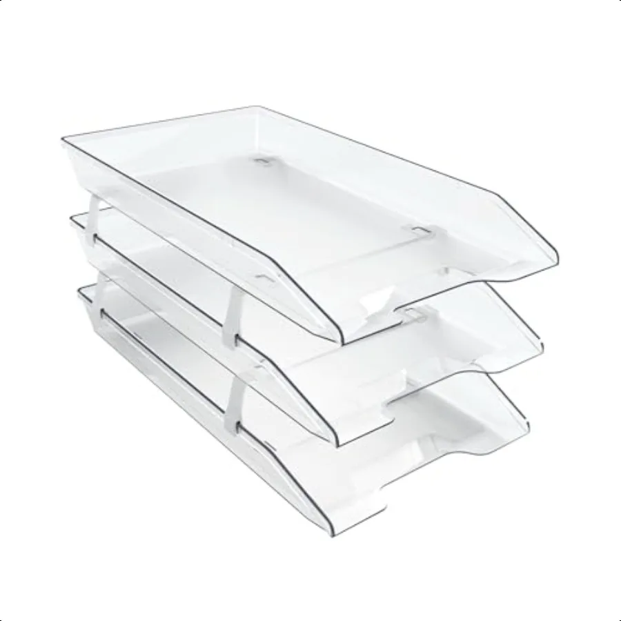 Acrimet 3 طبقات من علبة الحروف القانونية للحمل الأمامي بالحجم القانوني (بلاستيك) (لون كريستال شفاف) صنع في الولايات المتحدة الأمريكية